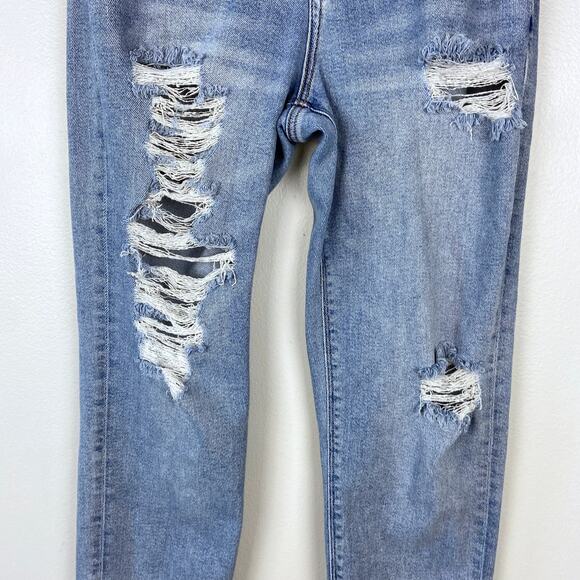 American Eagle Mom Jeans Distressed Medium Wash High Rise Stretch Size 4 Regular - Picture 4 of 13